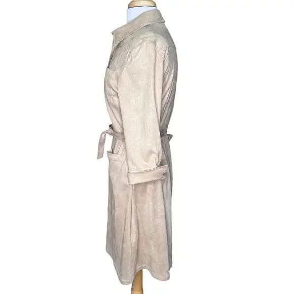 Talbots Petites Women’s Tan Faux Suede Belted Shirt Dress Size 8 EUC - Picture 9 of 12